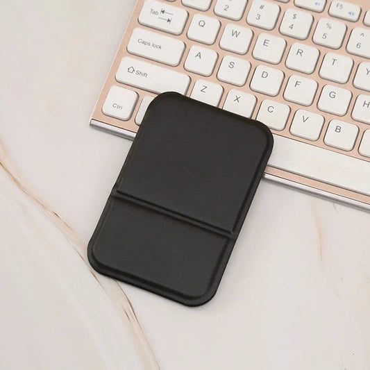 Desktop Makeup Mirror Solid Color PU Leather Simple Portable Handheld Makeup Mirror Foldable Student Compact Cute Pocket Mirror