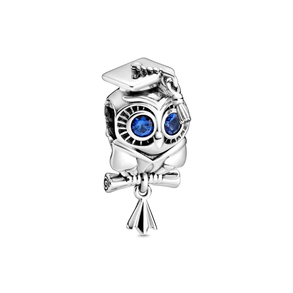 2023 Silver Teacher Pendant Fit Pandora Original Women Bracelet DIY Notebook Pencil Fine Dangle Jewelry Bachelor Cap Bead Charms