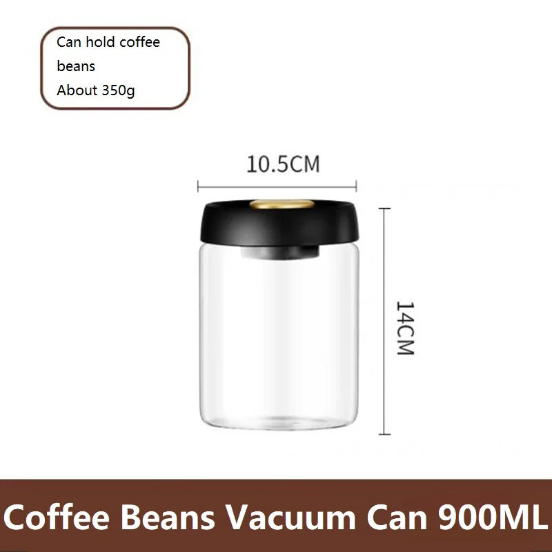 Vacuum Sealed Jar Coffee Bean Storage Bottle Kitchen Food Grain Tea Glass Jar Fresh Storage Jar Kitchen Accessories