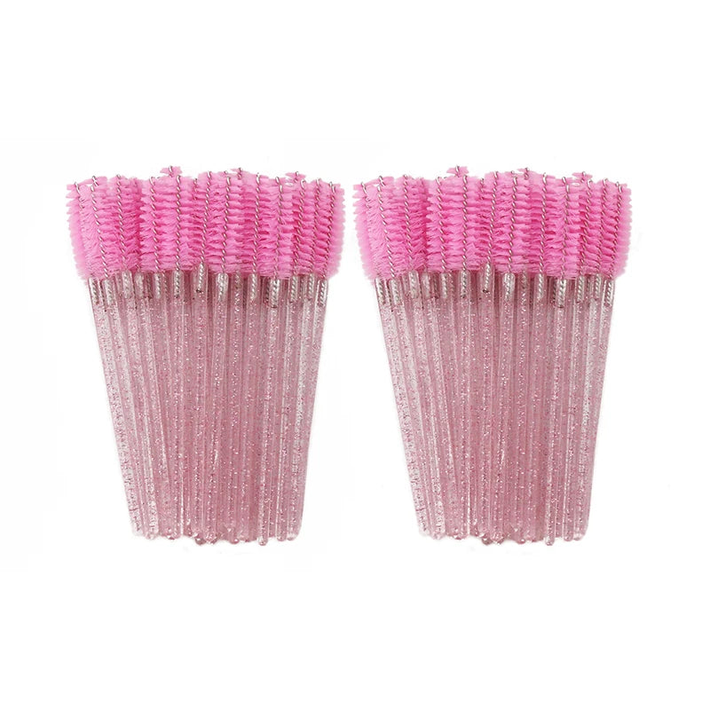 ANNAFRIS 50Pcs  Disposable Eyelash  Brush Soft Head Crystal Eyebrow Brush Lash Extension Brush  Mascara Wand Makeup Tool