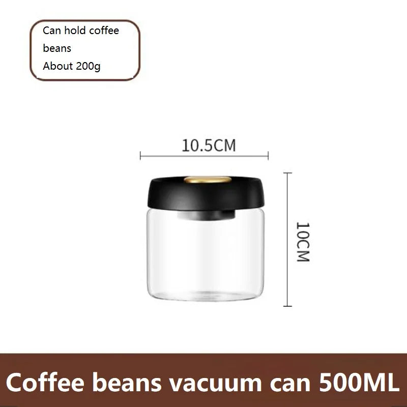 Vacuum Sealed Jar Coffee Bean Storage Bottle Kitchen Food Grain Tea Glass Jar Fresh Storage Jar Kitchen Accessories