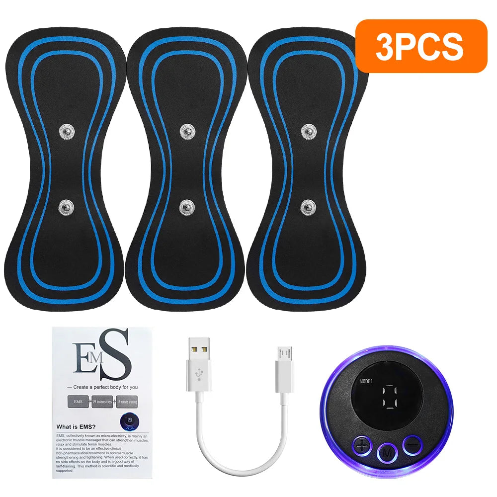 EMS Mini Neck Massager Portable Electric Pulse Cervical Massage Patch 8 Modes 19 Levels Muscle Stimulator Relax Pain Relief Tool