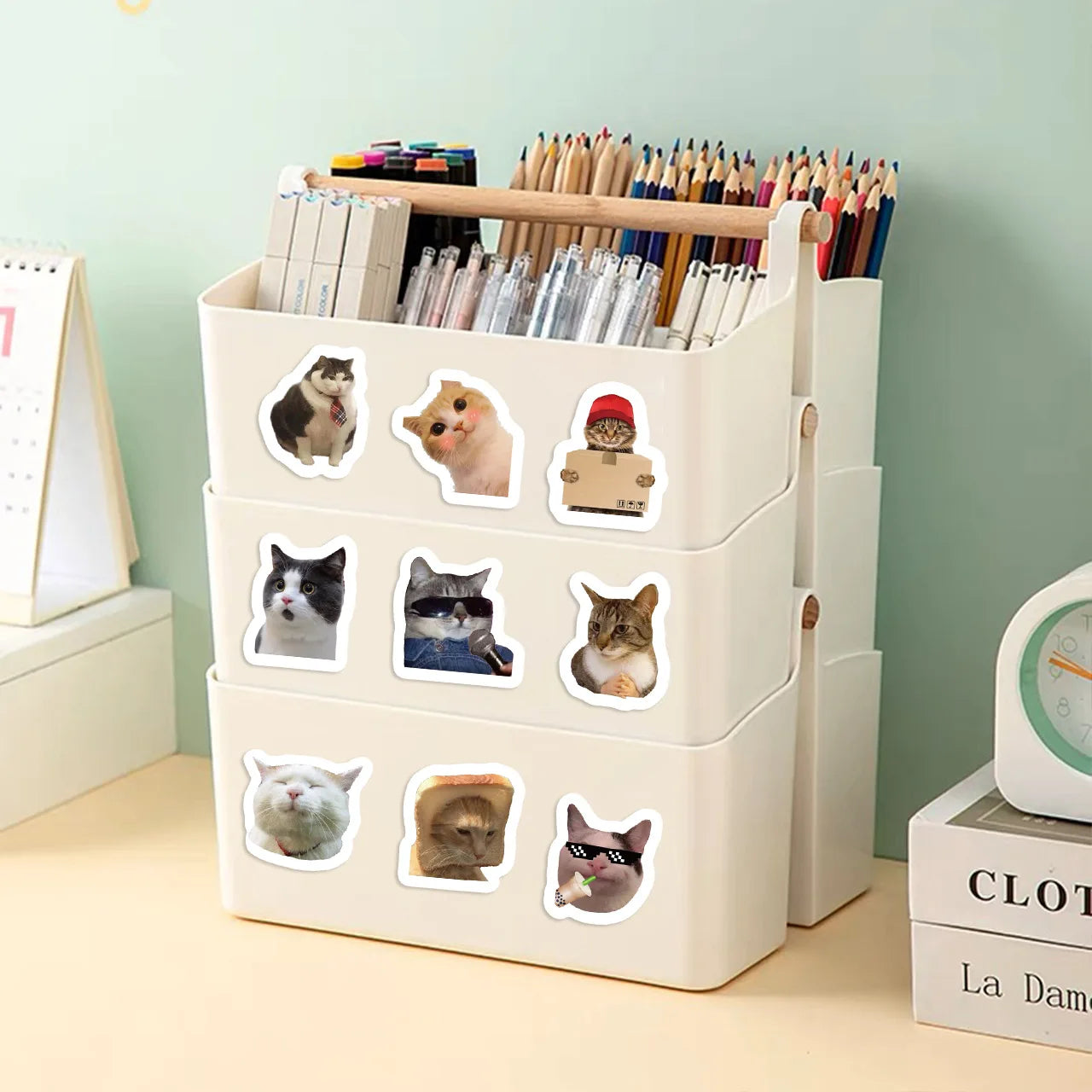 500pcs/roll Cartoon Meme Cat Stickers For School Reward Stickers Classroom Decoration Encouragement Sticker For Student Teacher