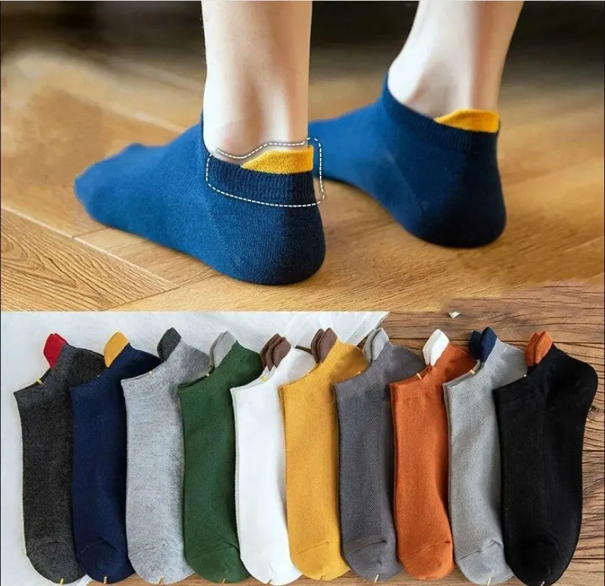 5pairs Men's Fashion Sports Socks, Striped Cotton Sweat Absorption Breathable Comfortable Ankle Socks