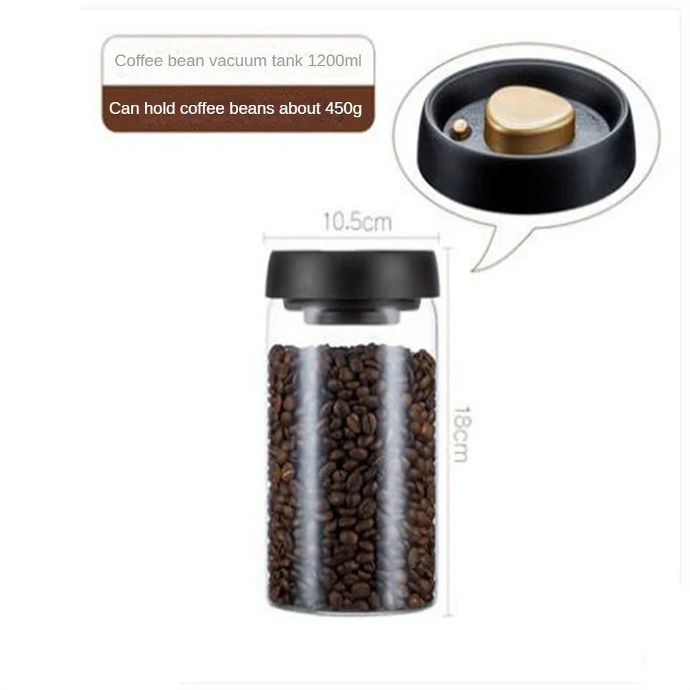 Vacuum Sealed Jar Coffee Bean Storage Bottle Kitchen Food Grain Tea Glass Jar Fresh Storage Jar Kitchen Accessories