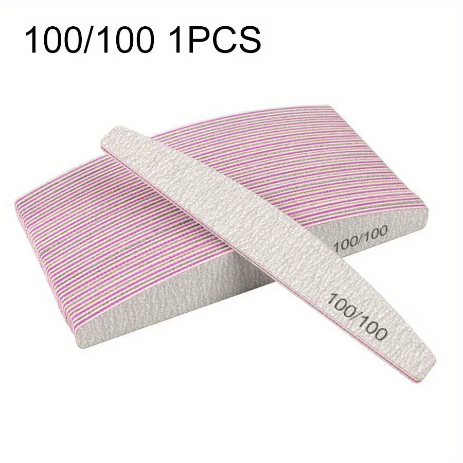 1/3/5/10Pcs Professional Nail File 80/100/150/180/240 Sandpaper Strong Thick Sanding Half Moon Lime nail accessories and Tools