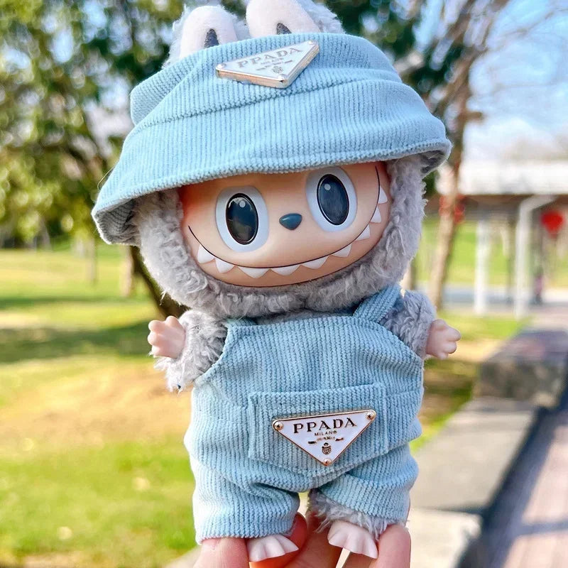 NEW Corduroy For Labubu Clothing Set Hat 17cm Clothes Shoes Doll DIY Accessories Training Sitting Party Games Toys Gifts V1V2V3