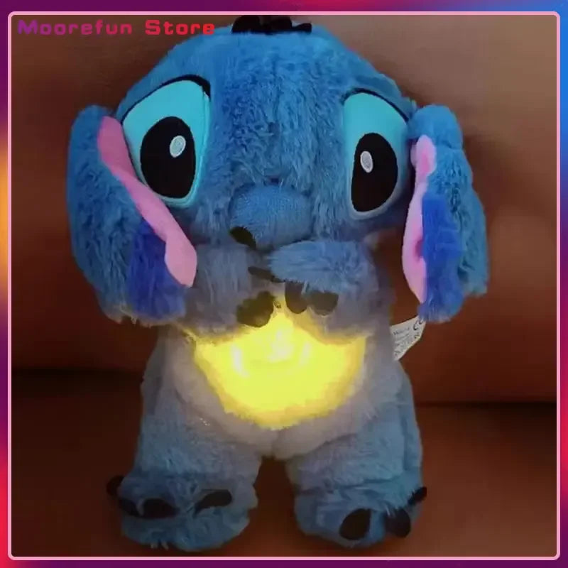 Kawaii Stitch Plush Doll For Baby, Sleeping Companion, Musical Sound Soothing With Air Bag And Light, Breathing Toys Gifts