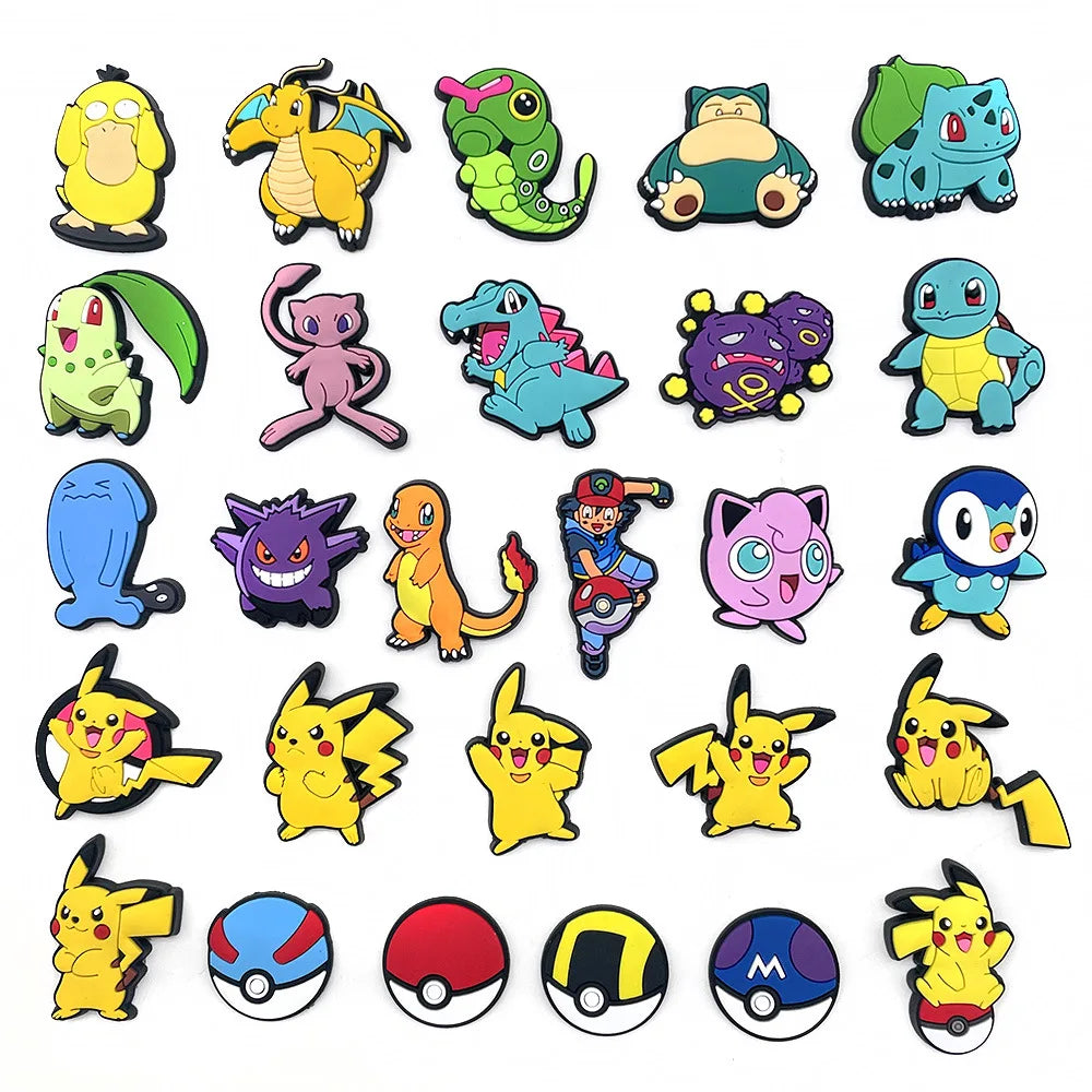 10/20/27/57Pcs Anime Pokemon Pikachu Sneakers Buckle Kawaii Charizard Squirtle Hole Slipper Accessories Decration Buckle Gifts