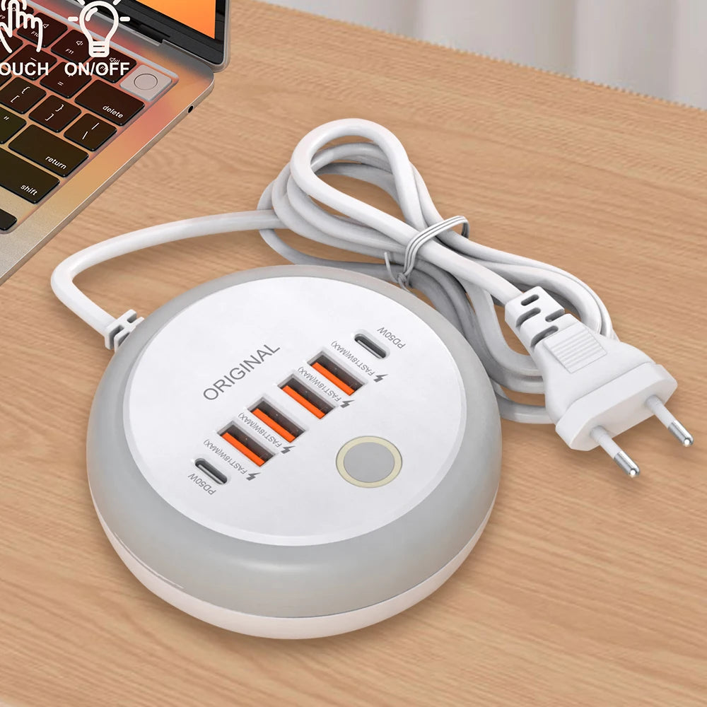 50W USB Charger Multi Ports Power Strip Socket Fast Charging Travel Charger For iPhone Samsung Xiaomi Quick Charge Phone Adapter