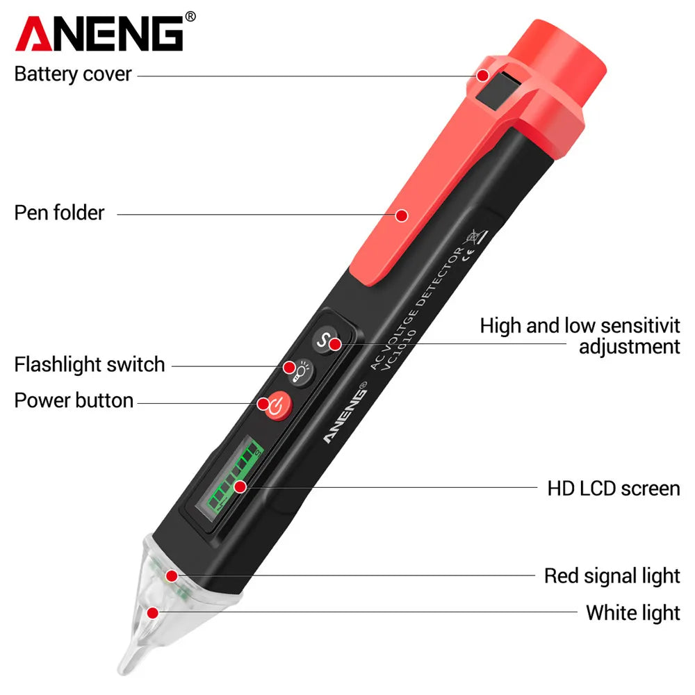 ANENG VC1010 Smart Digital Induction Pencil Tester 12-1000V Volt Current  AC/DC Current Electric Sensor Test Pen Tools