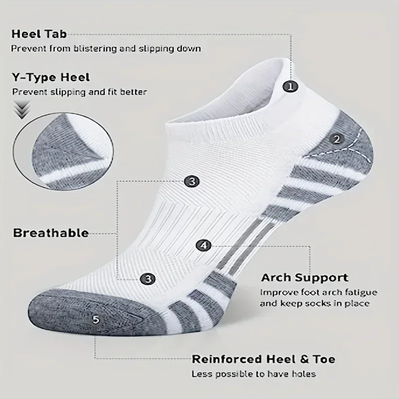 6/12/18Pairs Ankle Athletic Running Socks Cushioned Cotton Breathable Low Cut Sports Tab Socks For Men And Women