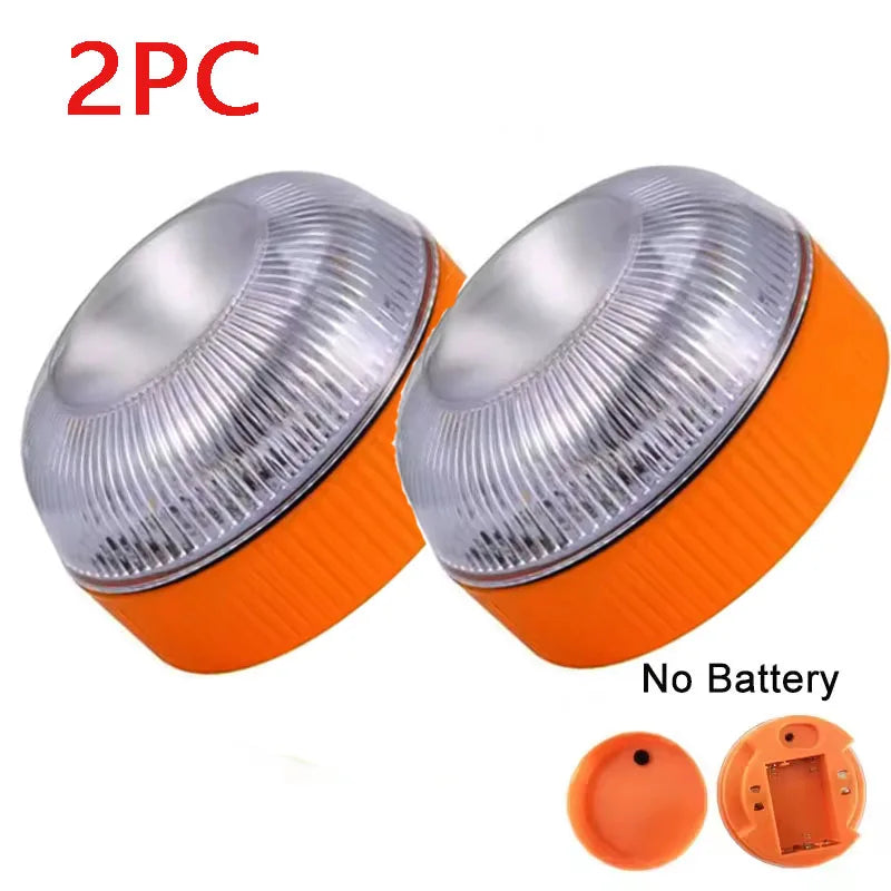 1/2pc Magnetic Flashing Yellow Emergency Lamp Safety Alert Light need AAA Battery Power for Outdoor Camping Road Safety Light