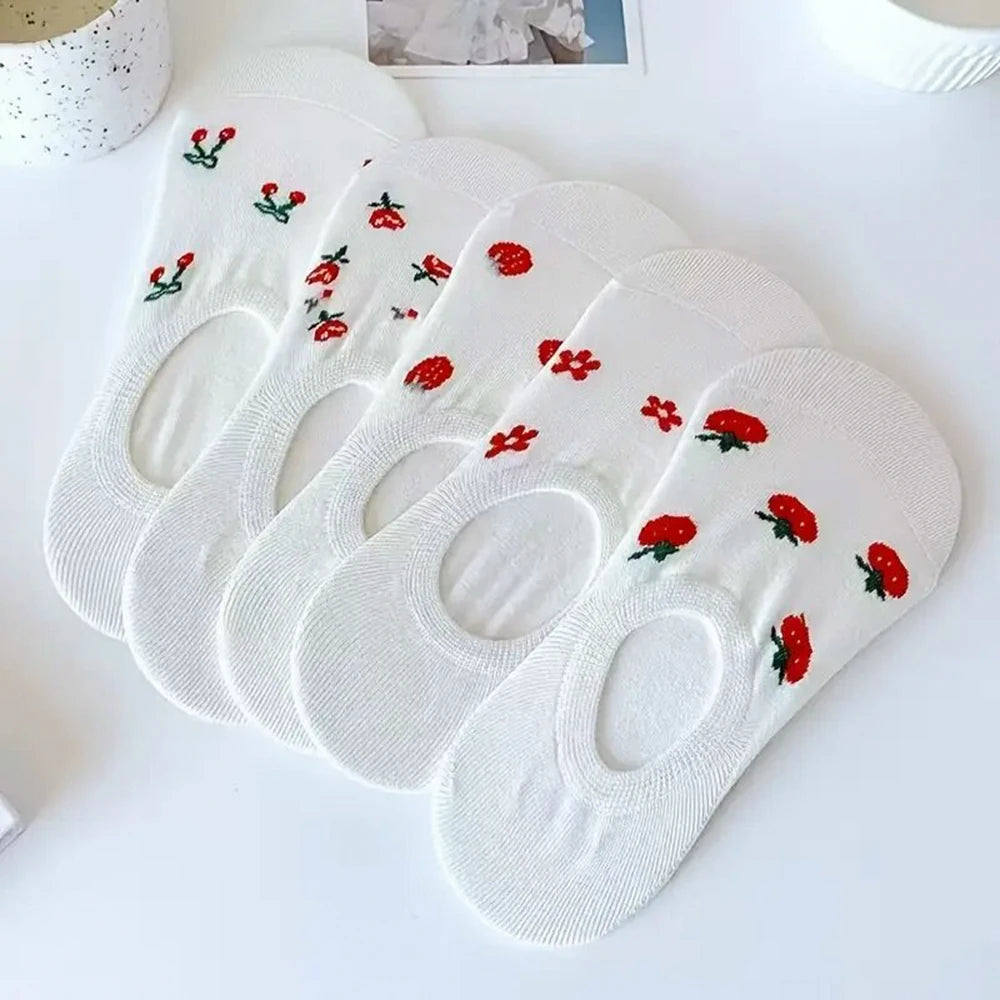 5/10/20 Pairs Women Cartoon Teddy Bear Patterned Ankle Socks Versatile Fashionable Creative Breathable Comfortable Casual Socks