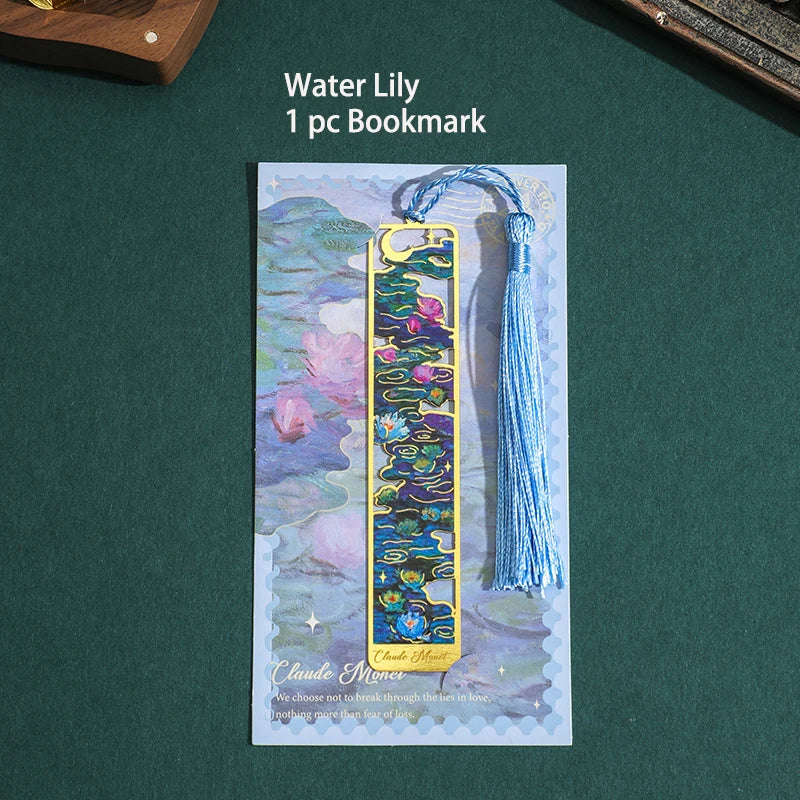 Vintage Oil Painting Metal Bookmarks - Hollow Hot Stamping Long Tassel Bookmarks - Stationery Gifts for Book Clubs, Book Lovers,