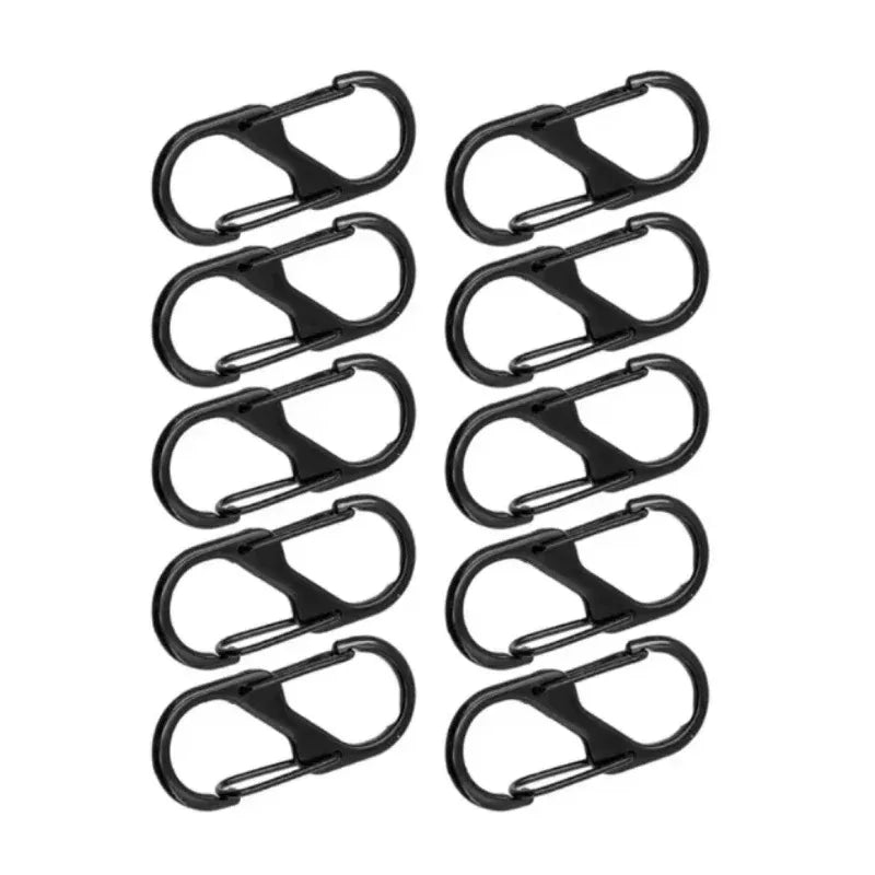 10 Pcs S Shaped Carabiner Metal Double Hooks Carabiner Keychain Small Spring Clips for Camping Fishing Traveling