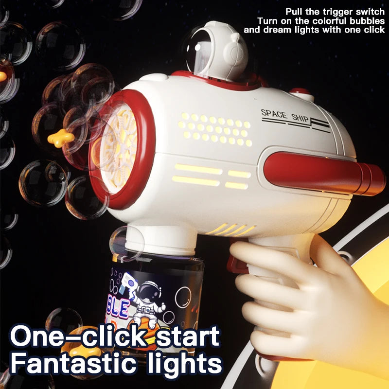 Children Bubble Gun Toy Astronaut Fully Automatic Bubble Machine Bubbles Gun Outdoor Game Fantasy Toy for Boys Girls Gifts
