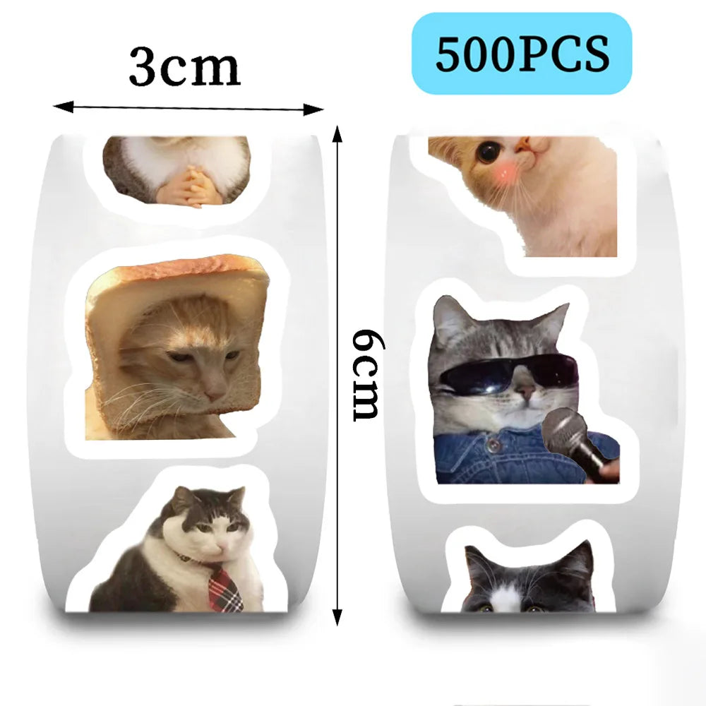 500pcs/roll Cartoon Meme Cat Stickers For School Reward Stickers Classroom Decoration Encouragement Sticker For Student Teacher