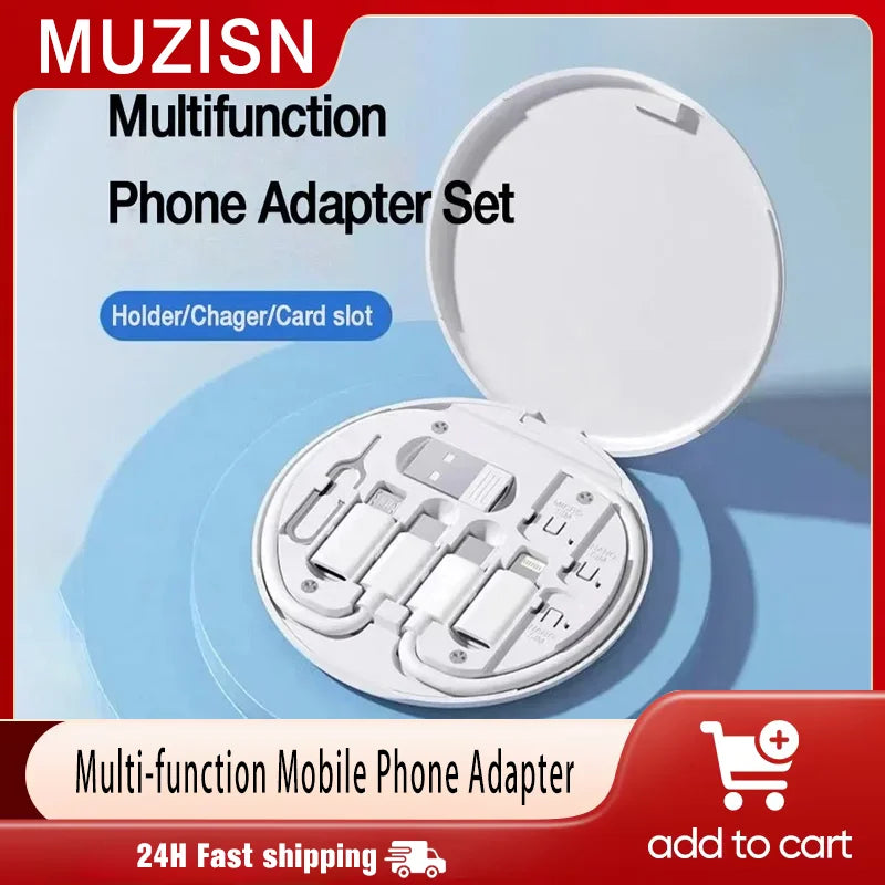 Mobile Phone Adapter USB C Multi-function Line Take Card Needle Card Slot for Lighting Conversion Set USB A & Type C To Micro