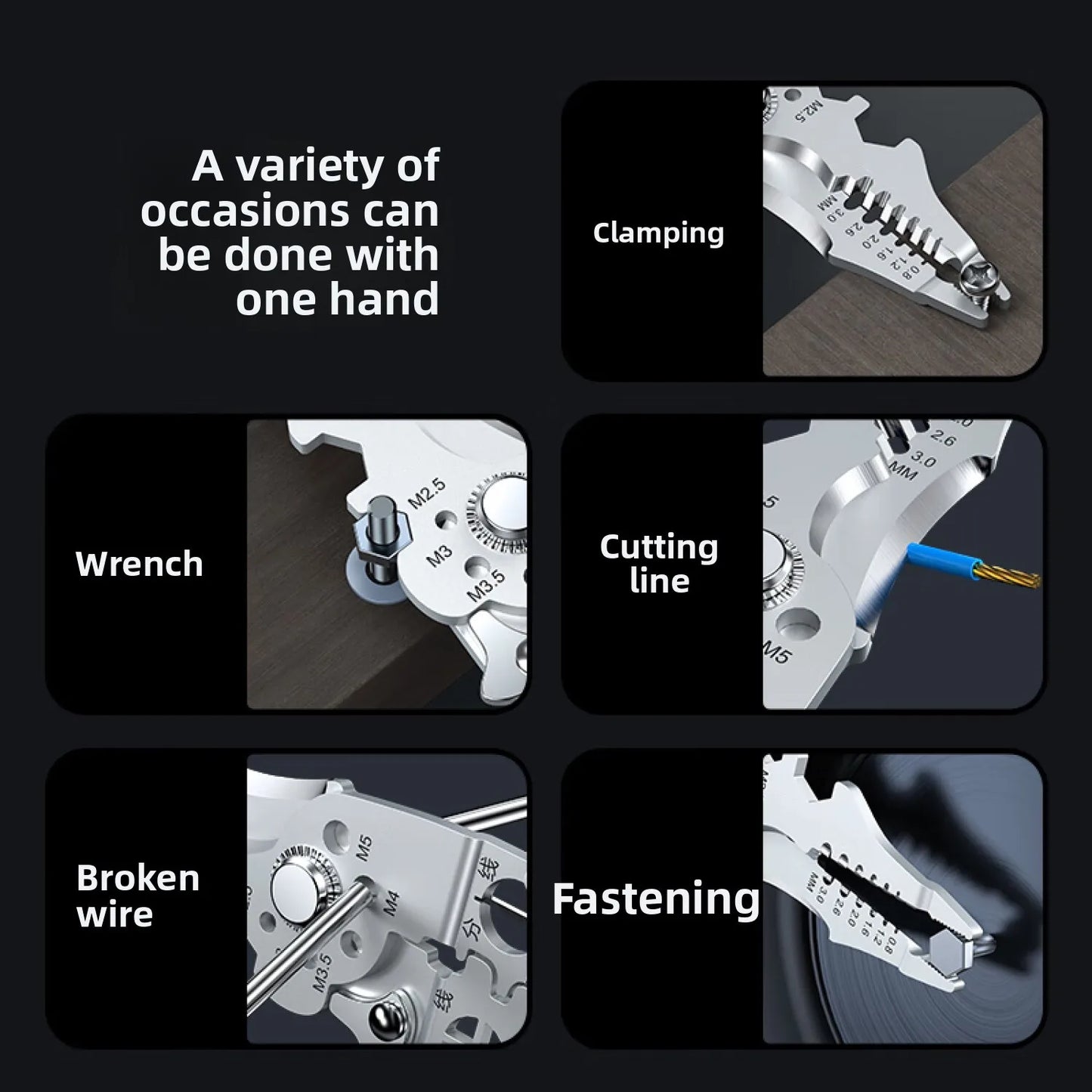 Electrician Pliers with Wire Stripper, Cutter & Separator – Durable Sharp Tool for DIY Cable Repair, Easy to Use, 10-in-1 Design