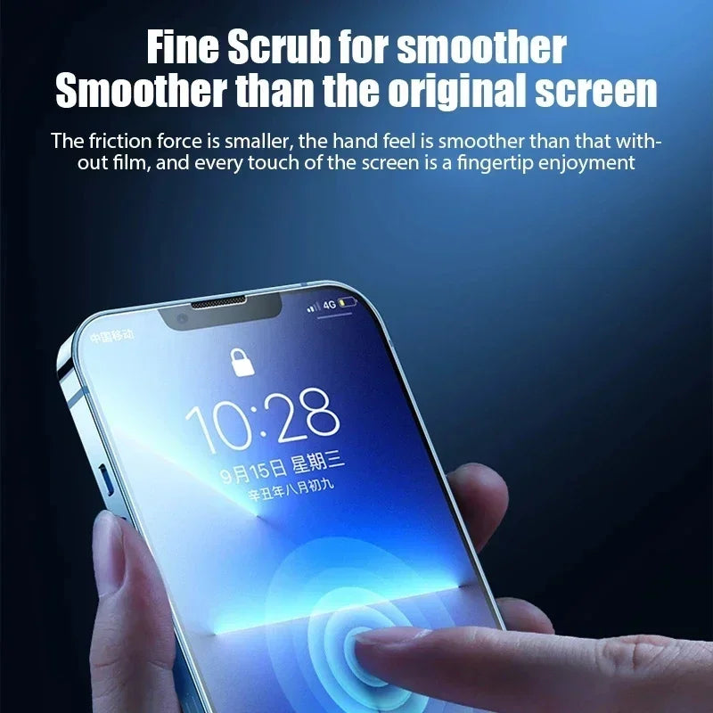 4Pcs Matte Tempered Glass For iPhone 14 13 12 11 15 Pro Max 7 8 16 Plus Frosted Screen Protector For iPhone 17 PRO X XR XS MAX