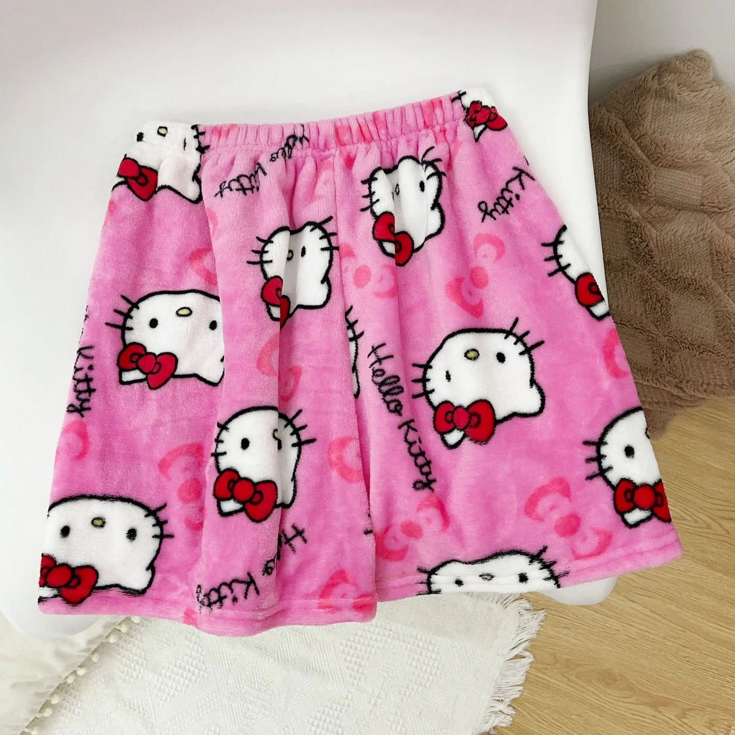 Sanrio Hello Kitty Anime Y2k Kawaii Flannel Pajamas Women'S Warm Woolen Cartoon Casual Home Pants Autumn Winter Fashion Trousers