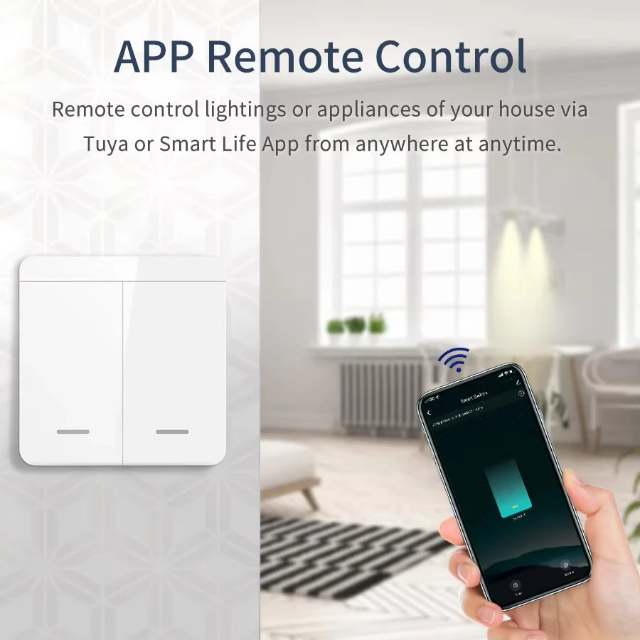 Tuya Smart WiFi Switch RF 433MHz Wireless Light Switch Smart Life APP Voice Control Work With Alexa Google Home Alice