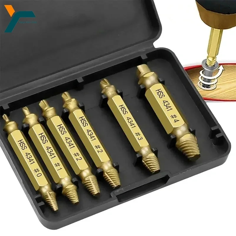 Damaged Screw Extractor Set HSS Drill Bit Stripped Broken Remover Small Easily Quickly Take Out Kit Easy Demolition Power Tools