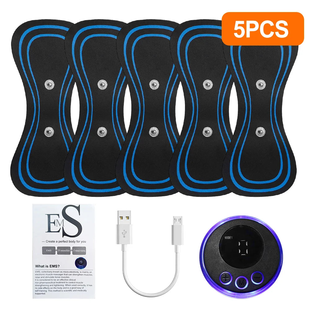 EMS Mini Neck Massager Portable Electric Pulse Cervical Massage Patch 8 Modes 19 Levels Muscle Stimulator Relax Pain Relief Tool