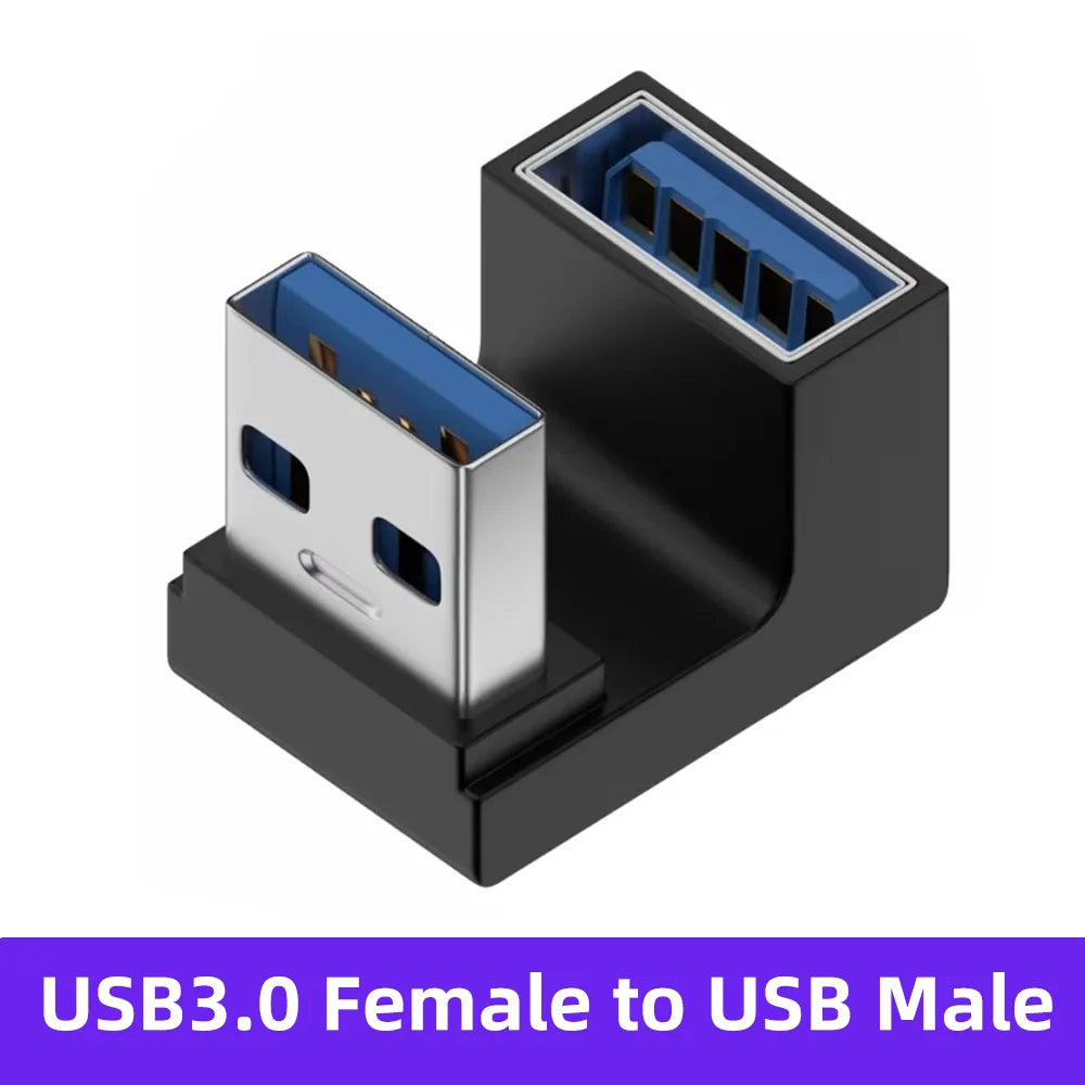 90 Right Angle USB 3.0 Extension Adapter Upward Elbow 10Gbps USB Connector For PC Male to Female Extension Plug Converter