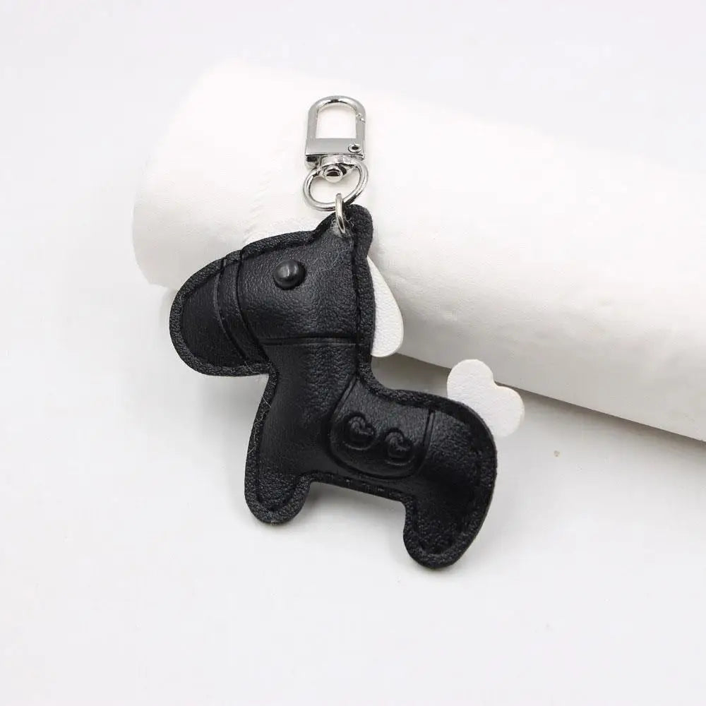 Fashion Women Men's Cartoon PU Horse Keychain Car Keyring Bag Pendant Charm Leather Animal Keychains Sister Bestie Friend Gift