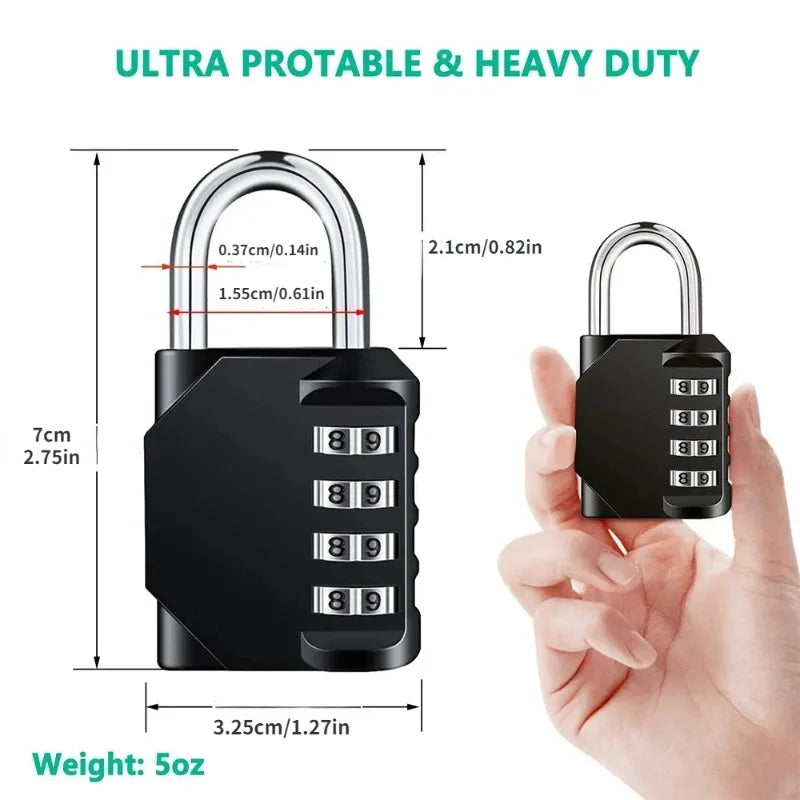1/2pcs Combination Lock Resettable 4 Digit Padlock with Combination Waterproof and Heavy Duty Combination Padlock Outdoor