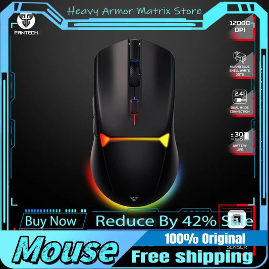 Fantech Crypot Ii Vx/Wg7v2 Wireless Gaming Mouse And Wired Mouse 8000/12000dpi Arpg Anti-Sweat Coating Macro Mic For Csgo LoL