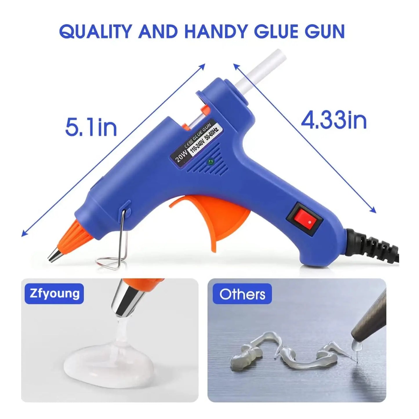 20W Hot Melt Glue Gun DIY Mini Household Industrial Guns Heat Temperature Thermo EU Electric Repair Tool Use 7mm Glue Sticks