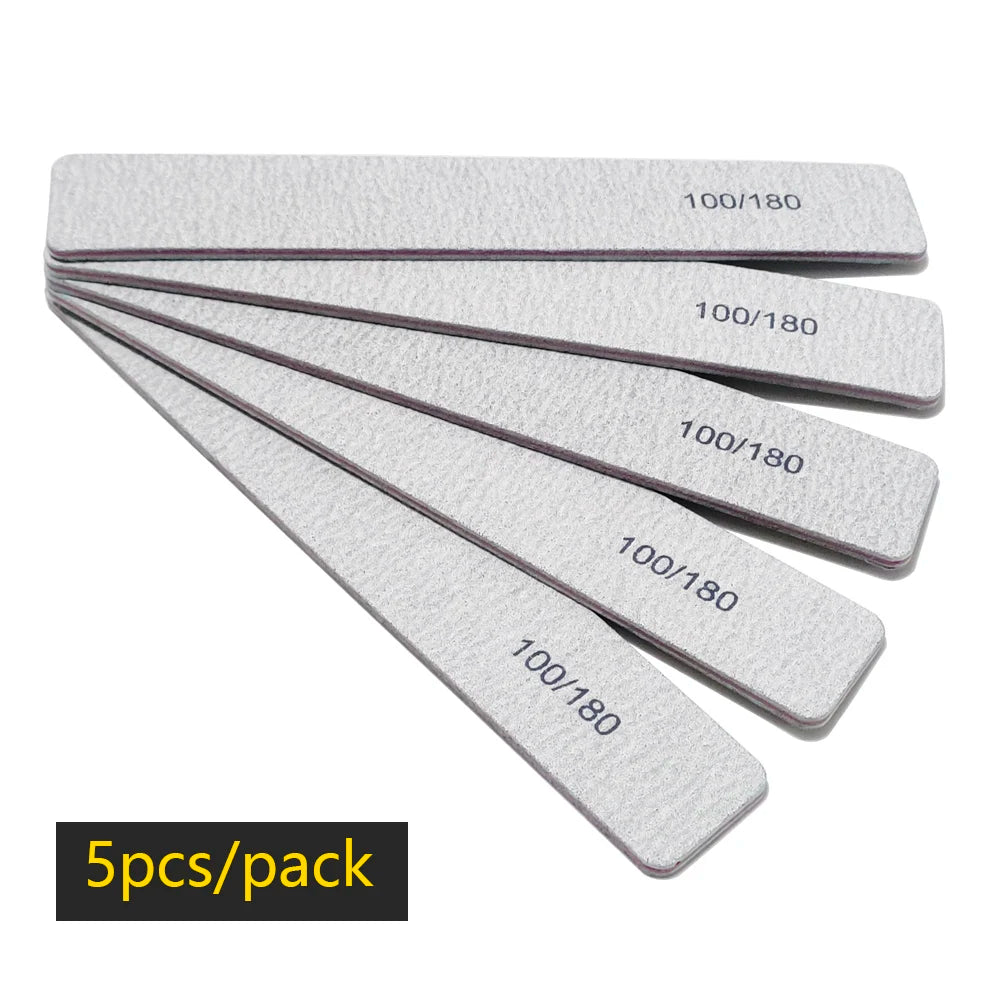 Nail File Buffer 100/180 Grit Half Moon Nail Files Double Side Sandpaper Nail Sanding Grinding Gel Nail Polish Manicure Tool