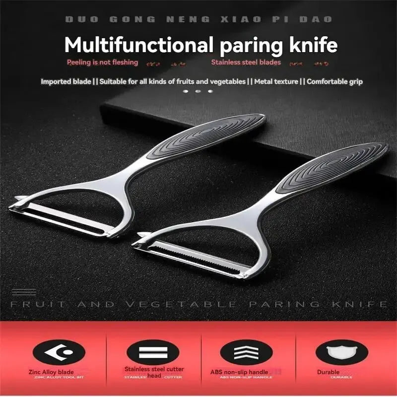 1pcs Serrated Blade/Flat Blade Zinc Alloy Paring Knife Peeler Household Paring Knife Potato Scraper Melon Grater Kitchen Multifu