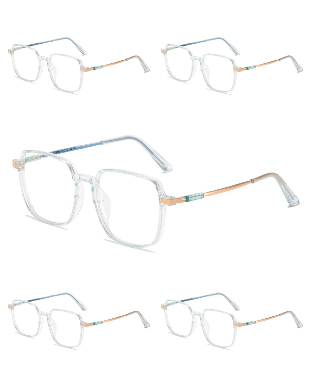 5PCS Anti Radiation Large Frame Glasses Shades for Woman Man Transition Eyeglasses Korean Replaceable Lens Women