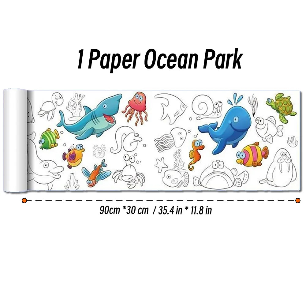 90cm Animal Canvas Children's Drawing Roll DIY Coloring Paper Roll Color Filling Graffiti Paper-cut Painting Educational School