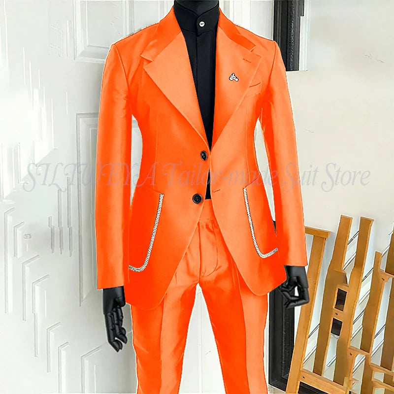 Black Men's 2 Piecs Suits Blazer Pants Single Breasted Daily Work Business Casual Party Suit Set Traje De Hombre Elegante