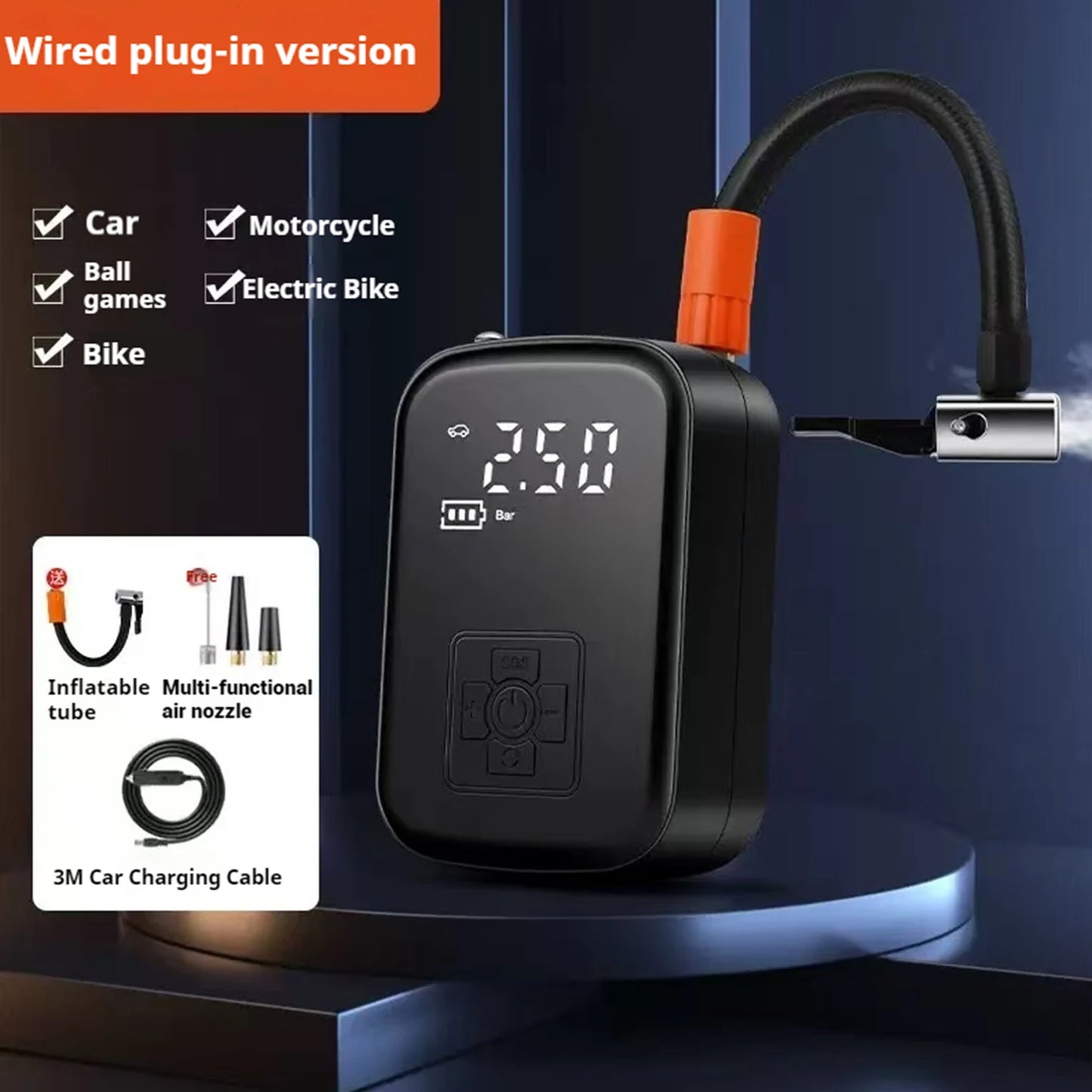 Tire Inflation Pump Car Air Compressor Micro Car Inflation Pump Digital Air Compressor for Cars Motorcycles, Bicycles