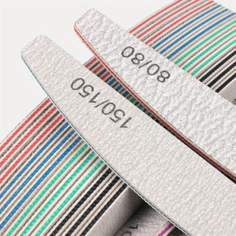 1/3/5/10Pcs Professional Nail File 80/100/150/180/240 Sandpaper Strong Thick Sanding Half Moon Lime nail accessories and Tools