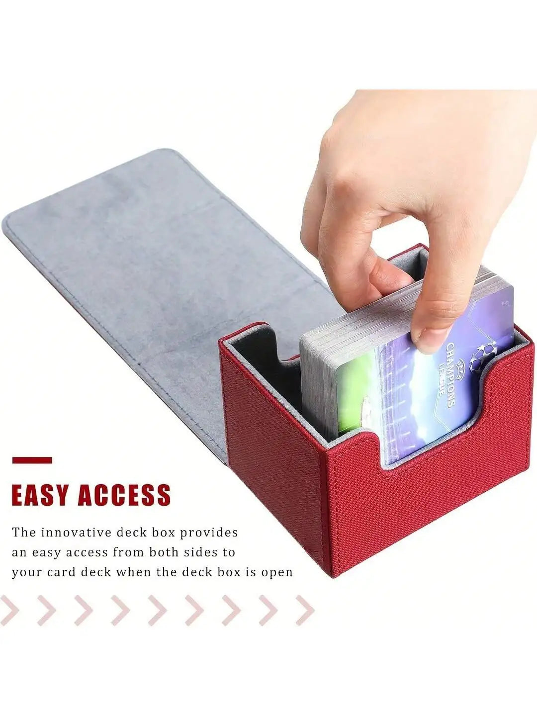 100+ Cards Deck Box Flip Side Inserted Type Leather Card Collection Box, Planet Card Storage Box, Game Peripheral Card Box, Wanz