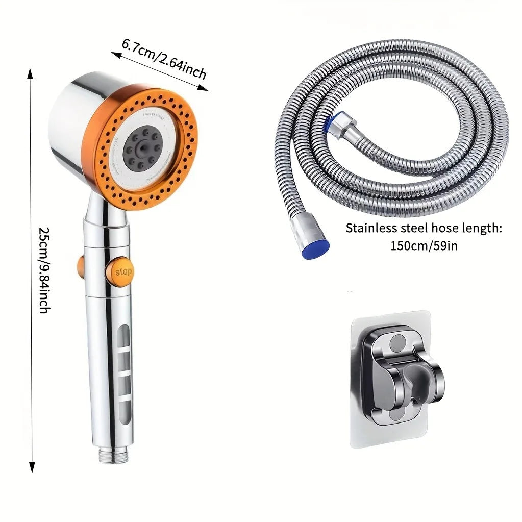 5 Spray ABS Portable Shower Head High Pressure Large Flow Spa Filtered Shower Heads with Stop Button Universal Bathroom Nozzle