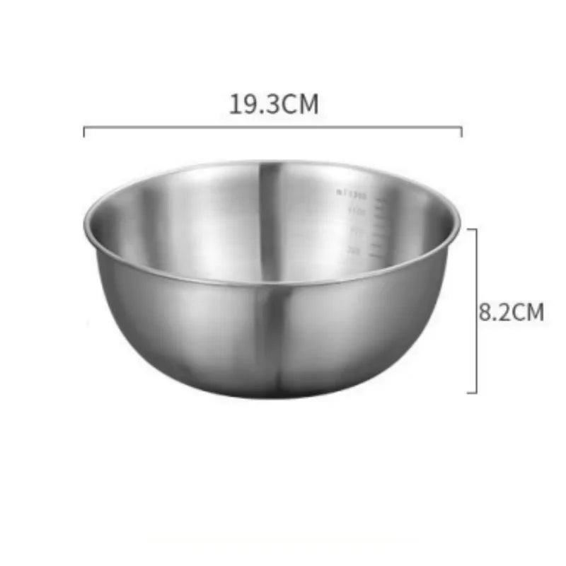 1-3 Stainless Steel Bowl Set with Scale for Cooking Baking Food Storage Large Capacity Mixing Bowls for Home Kitchen Essentials