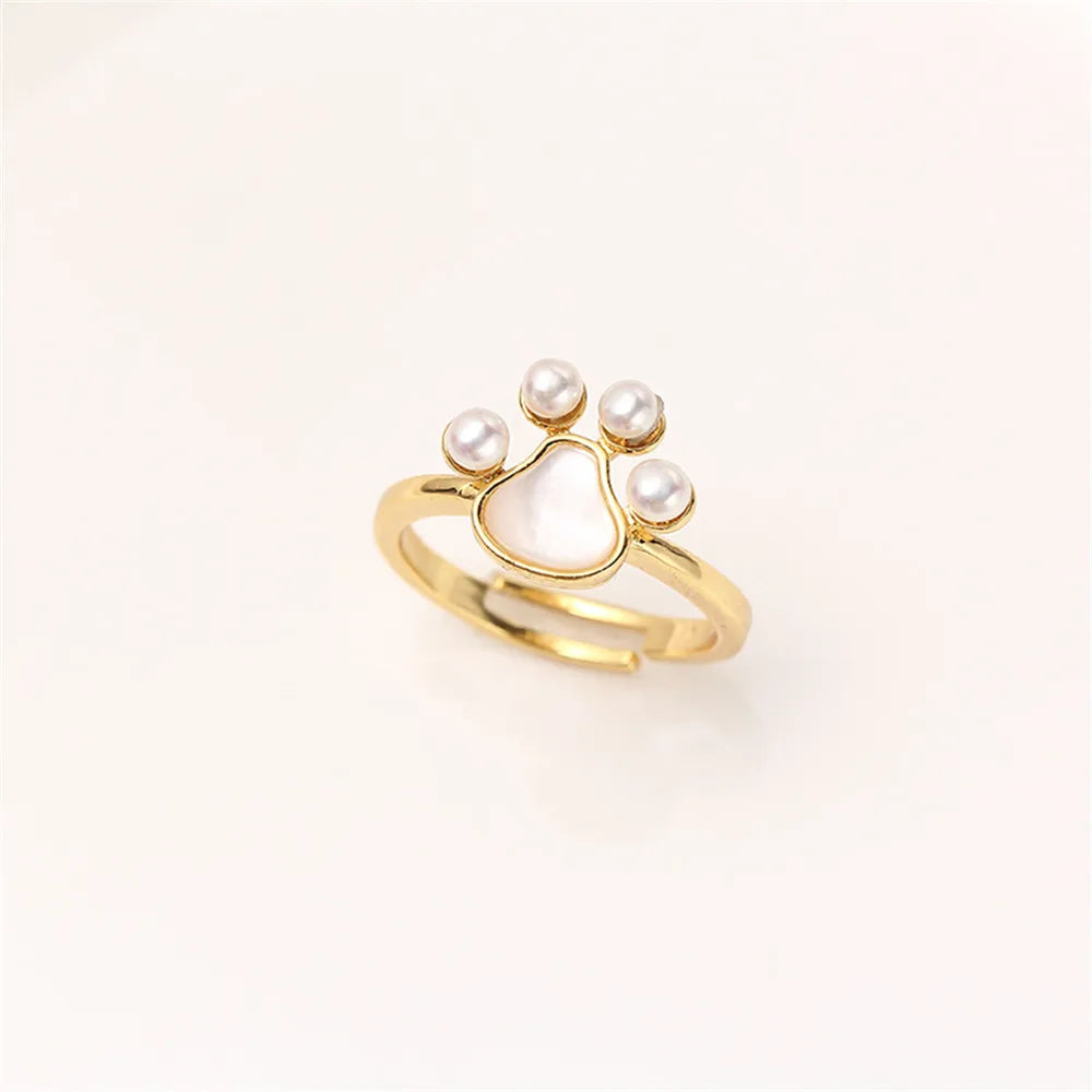 19 Style Pearl Ring Empty Set Domestic 14K Gold Opening Ring Simple Fashion Ring Set Zircon Temperament Handmade DIY Accessories