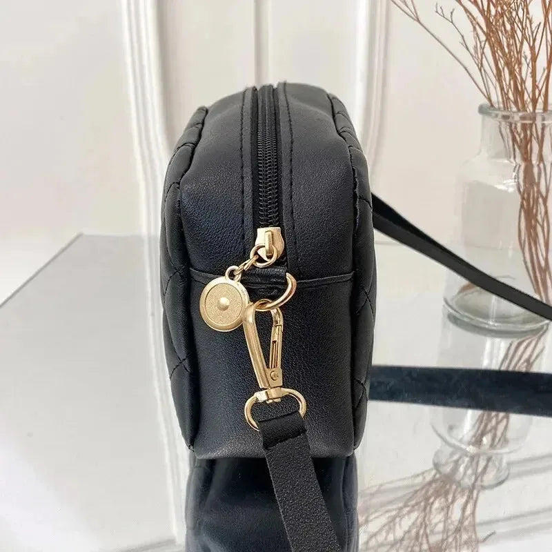 New Fashion Women's Minimally Embroidered Camera Bag Checkered Crossbody Bag