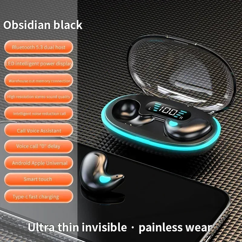 Mini Invisible Sleep Wireless Earphone Bluetooth 5.0 Hidden Earbuds IPX5 Waterproof Noise Cancelling Touch Control Headphone X55