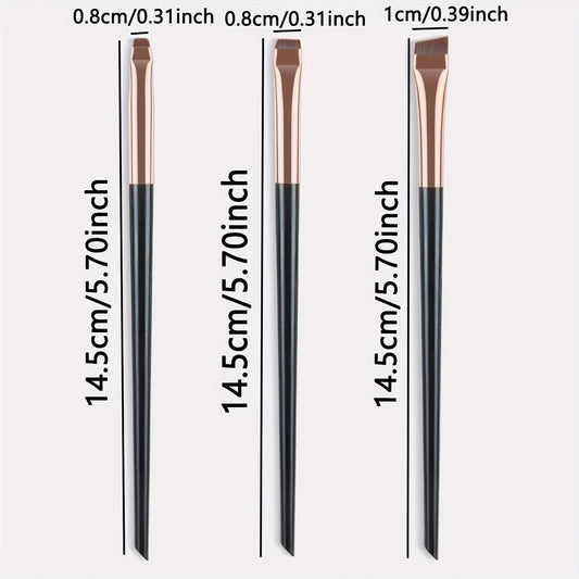 3 Pcs edge eyeliner brush oblique head eyebrow brush outline eyeliner brush ultra-thin eyeshadow brush makeup tools