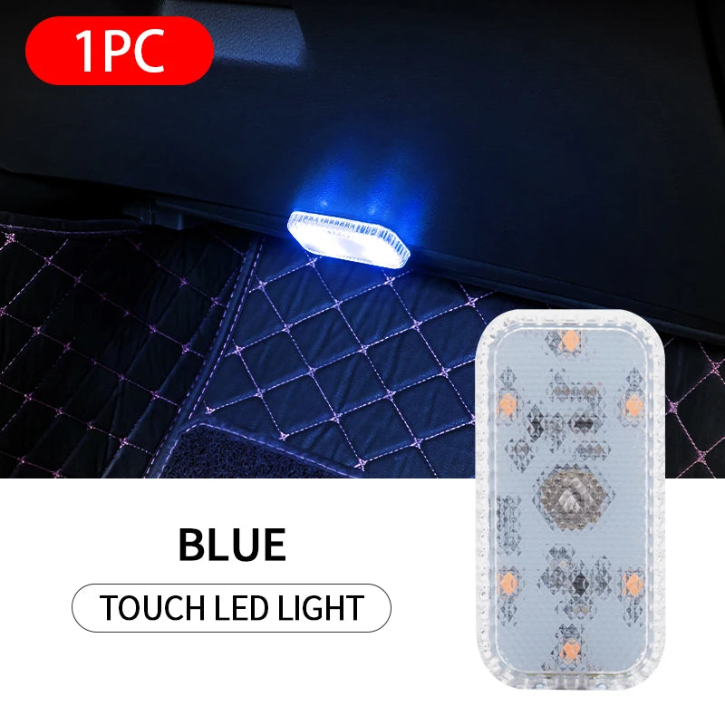 Car Interior Lights Finger Touch Sensor Mini LED Reading Lamp Wireless Touch Light USB Charging Auto Roof Atmosphere Lamp