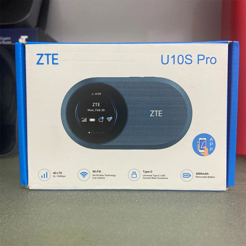 New ZTE U10S Pro 4G LTE WiFi 6 Pocket Mobile WiFi Router 3000mAh 229Mbps Sim Card Modem Portable Travel MiFi Hotspot 32 Users